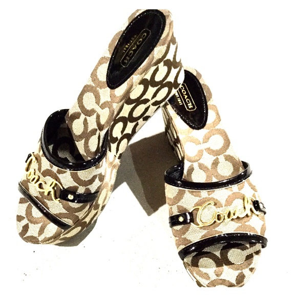 {Coach}  Signature Jacquard Wedge Flatform Sandals - Picture 2 of 7